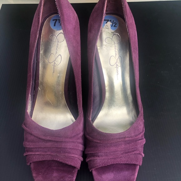 NWOT Jessica Simpson Purple Suede Platform Heels - Picture 4 of 6